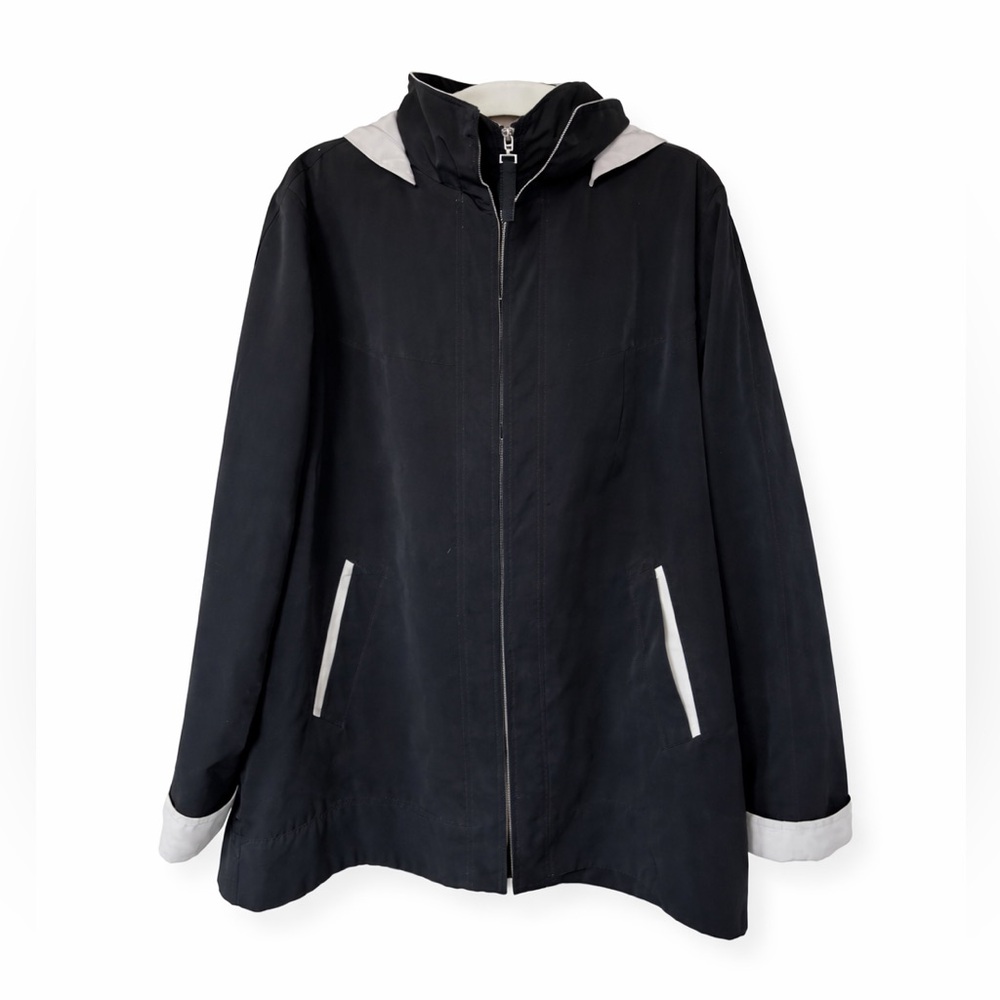 Nautica Women’s Black Hooded Rain Jacket Size XL